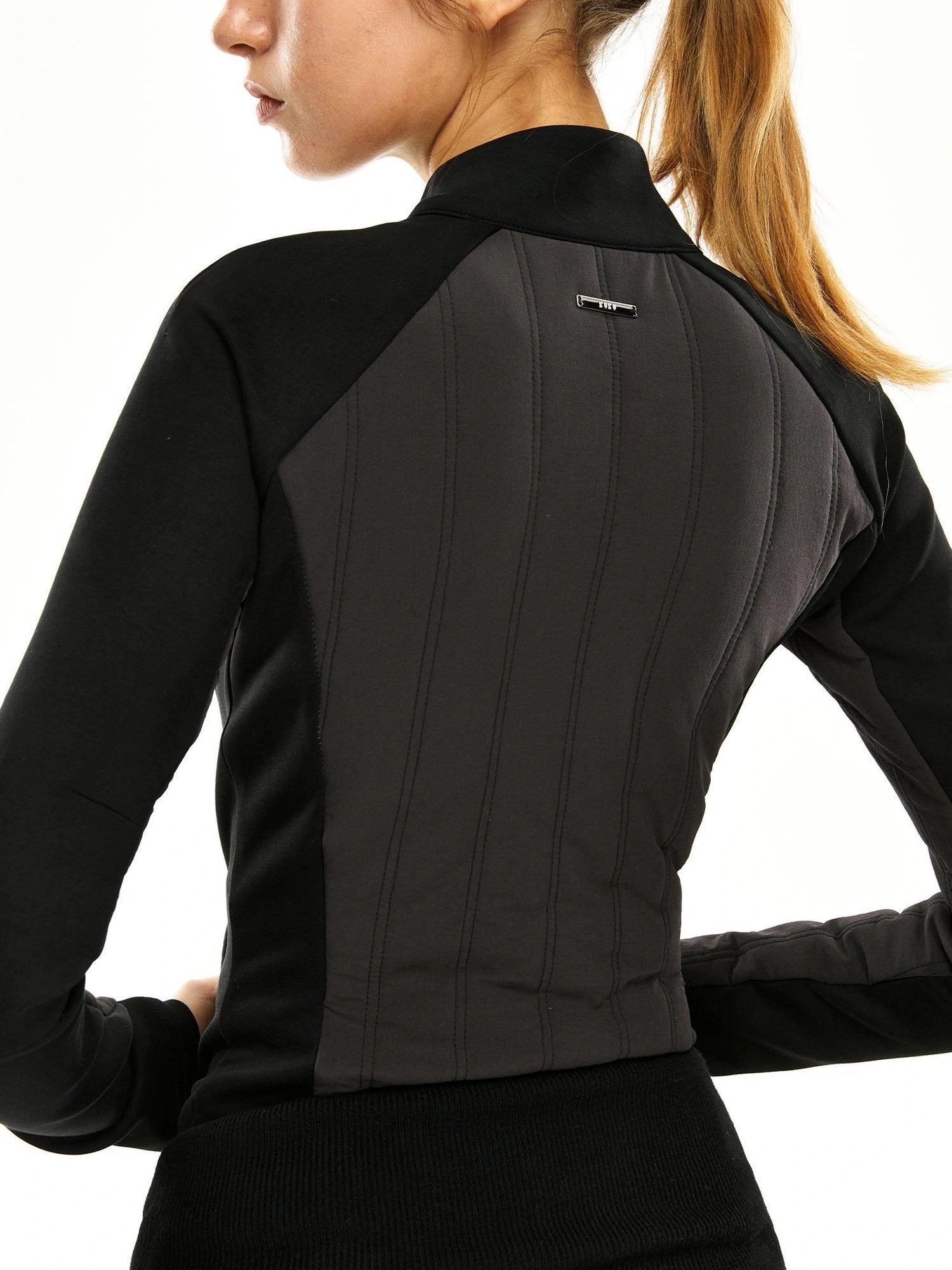 kvkv Performance Outdoor Yoga Quilted Patchwork Jacket V-neck T-shirt Long Sleeve