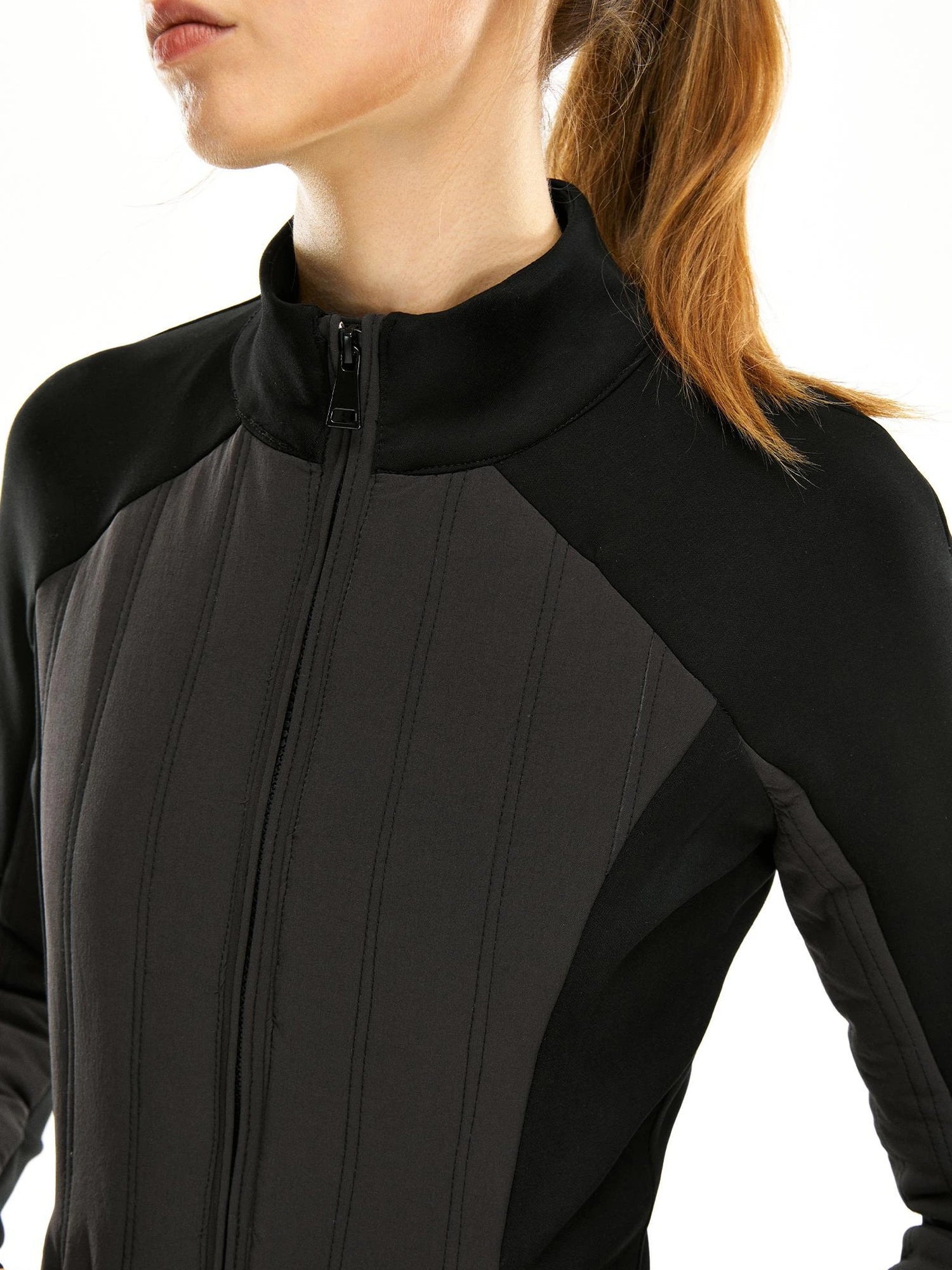 kvkv Performance Outdoor Yoga Quilted Patchwork Jacket V-neck T-shirt Long Sleeve