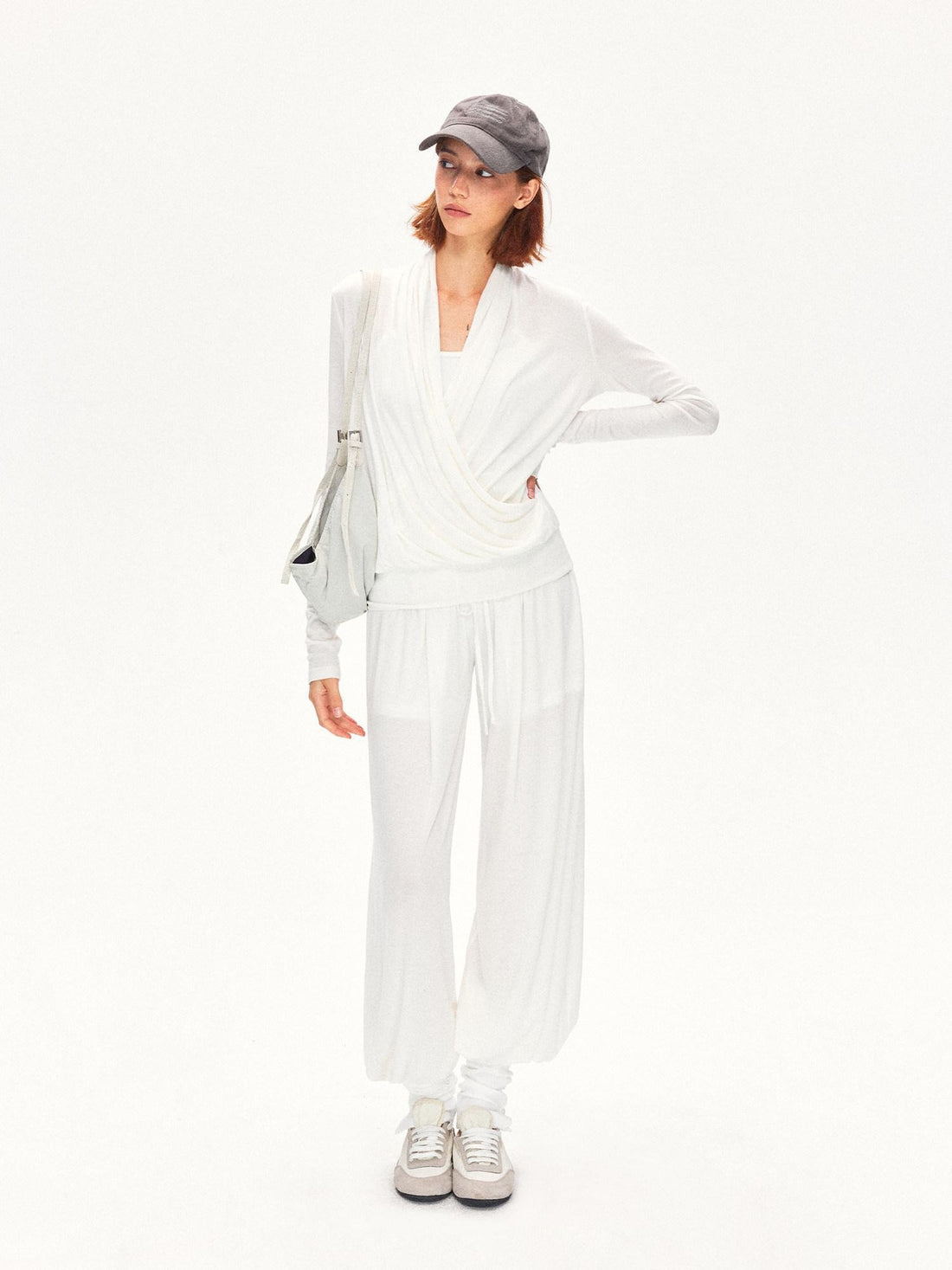 kvkv Pleated Crossover Draped V-neck Women&