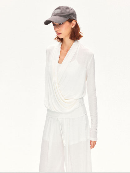 kvkv Pleated Crossover Draped V-neck Women&