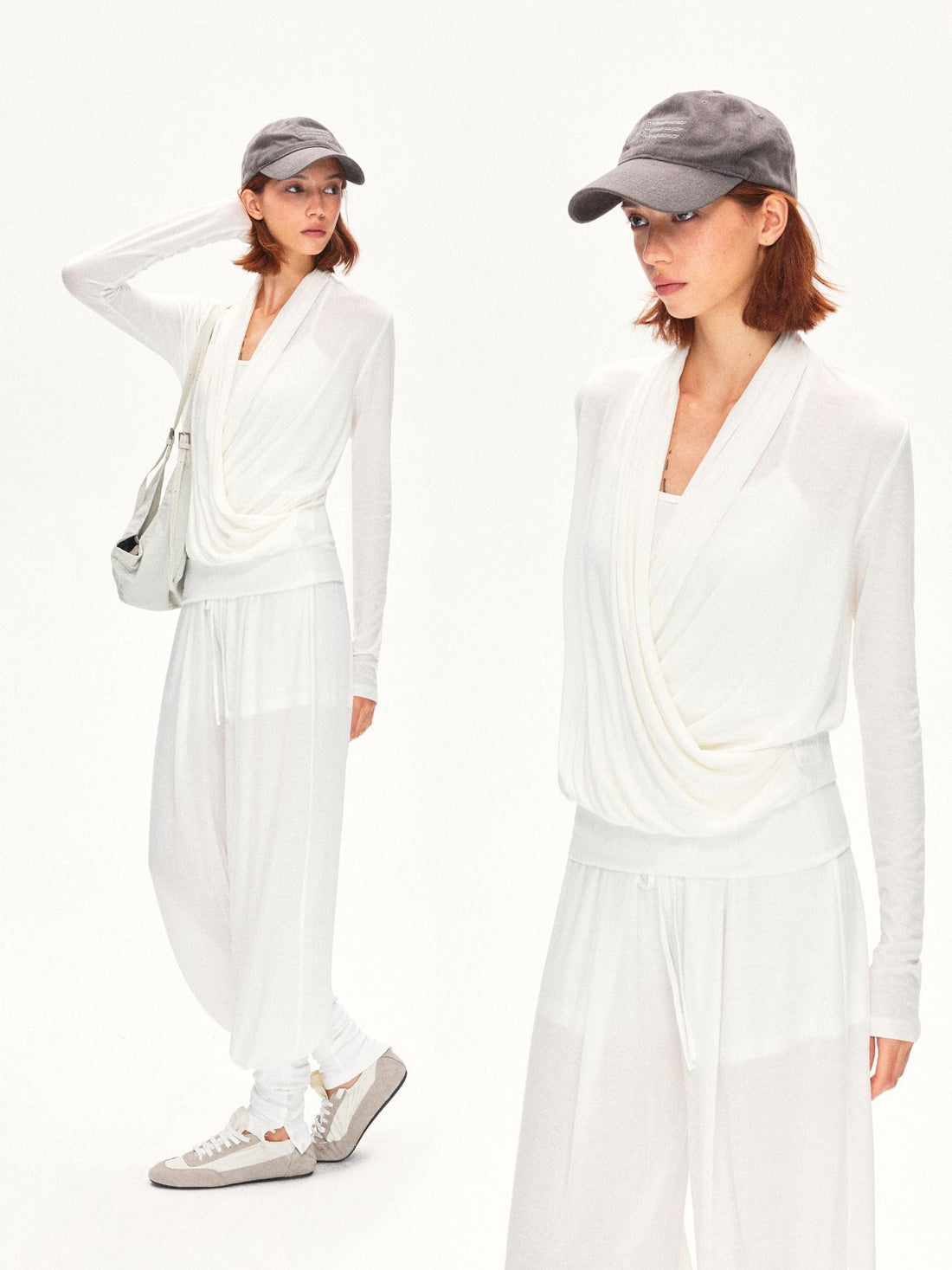 kvkv Pleated Crossover Draped V-neck Women&