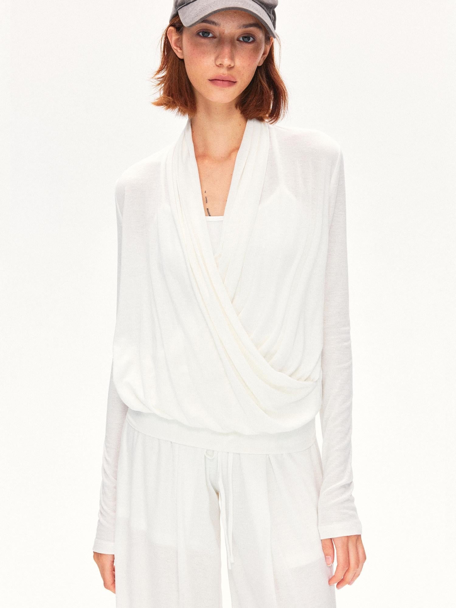 kvkv Pleated Crossover Draped V-neck Women&
