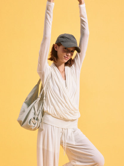 kvkv Pleated Crossover Draped V-neck Women&