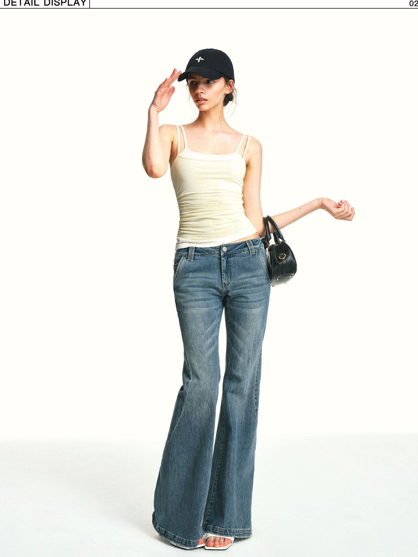 kvkv Pleated Mesh Spliced Faux Two Piece Adjustable Women&