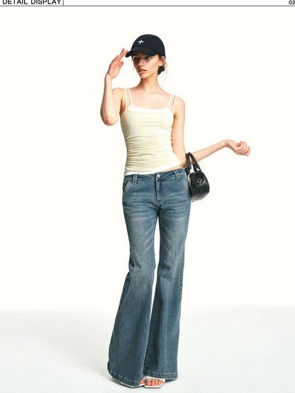 kvkv Pleated Mesh Spliced Faux Two Piece Adjustable Women&