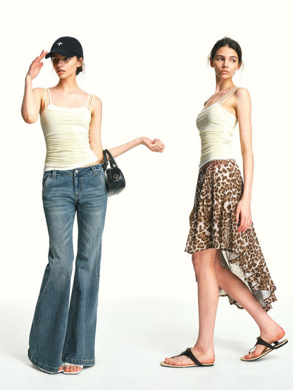 kvkv Pleated Mesh Spliced Faux Two Piece Adjustable Women&