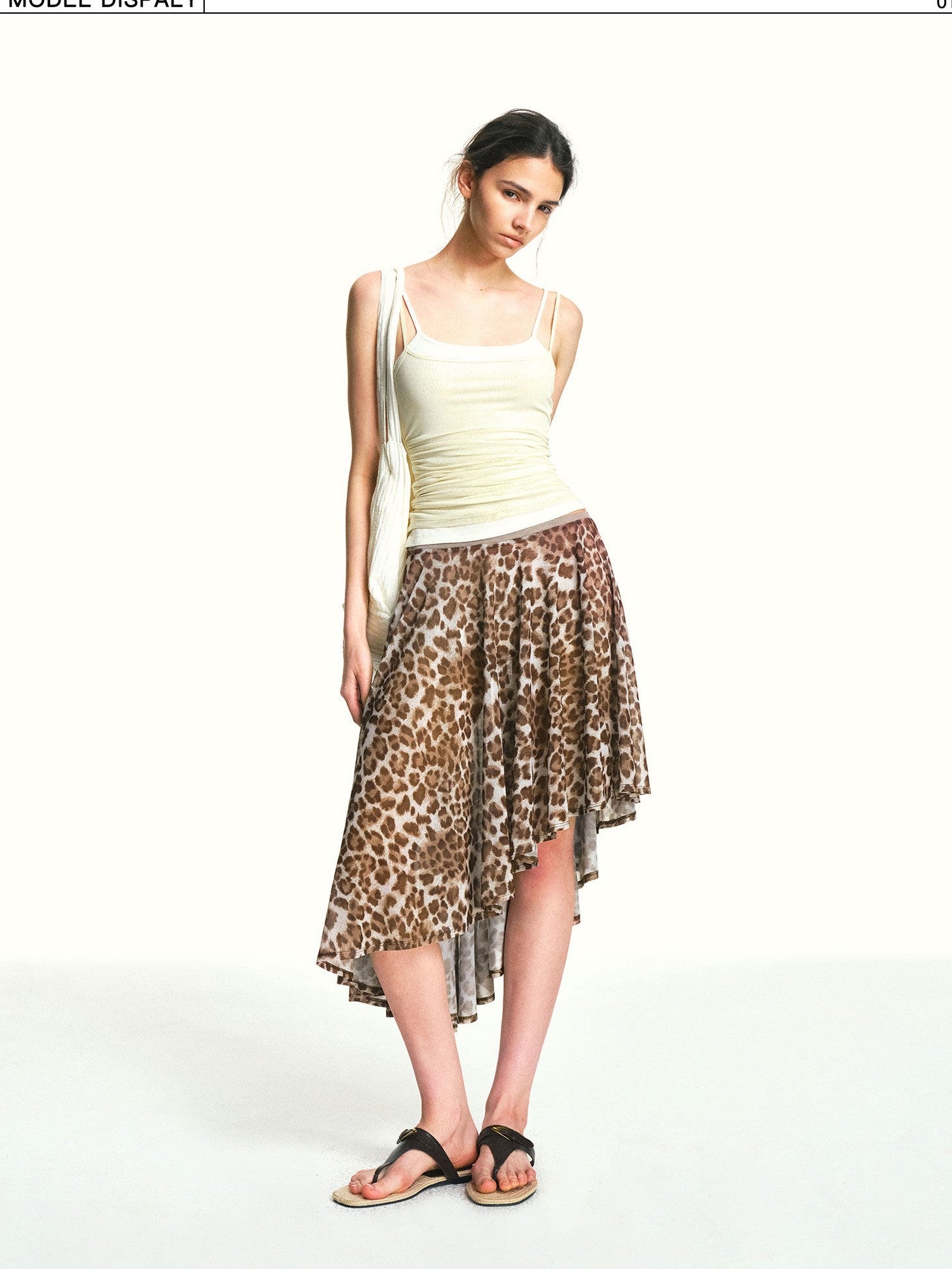 kvkv Pleated Mesh Spliced Faux Two Piece Adjustable Women&