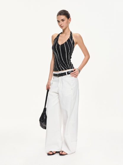 kvkv Polka Dot Backless Slim Fit Women&