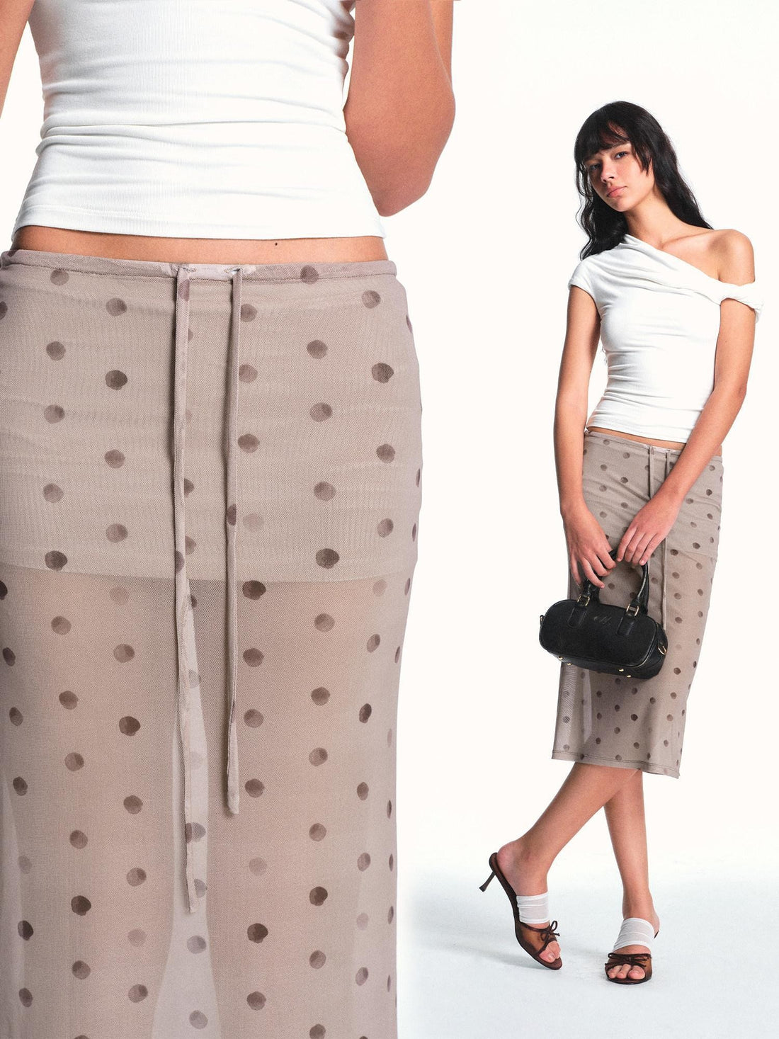 kvkv Polka Dot Double Layer Drawstring Women&