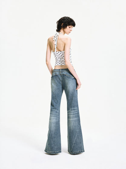 kvkv Polka Dot Halter Neck Crossover Back Cami Top