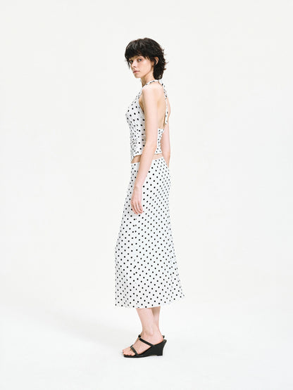 kvkv Polka Dot Halter Neck Crossover Back Cami Top