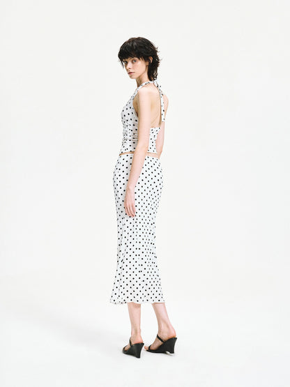 kvkv Polka Dot Halter Neck Crossover Back Cami Top