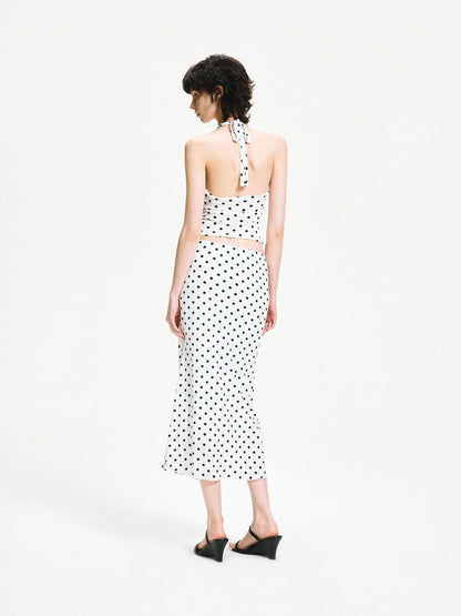 kvkv Polka Dot Halter Neck Crossover Back Cami Top