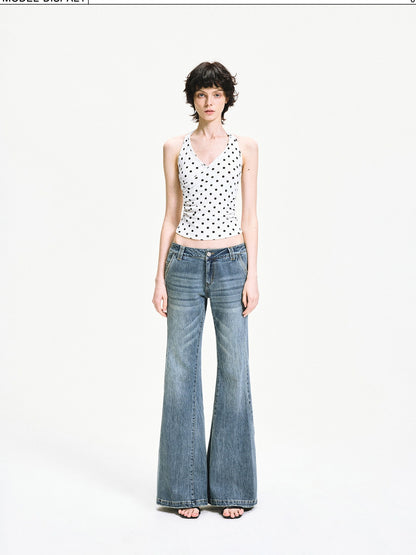 kvkv Polka Dot Halter Neck Crossover Back Cami Top