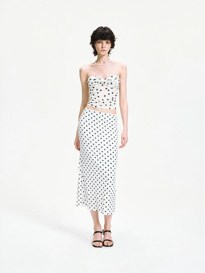 Polka Dot Mesh Twist Wrap Corset Top