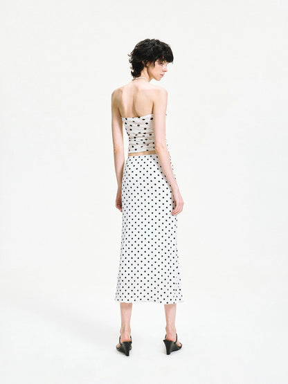 Polka Dot Mesh Twist Wrap Corset Top