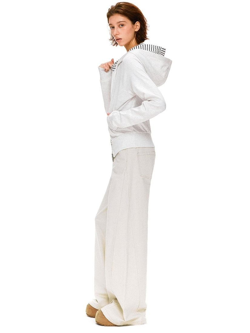kvkv Pure Cotton Vintage Loose Micro Flare Natural Waist Women Apricot Pants