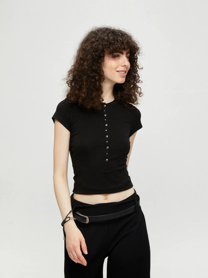 kvkv Rayon Short Sleeve Henley Top