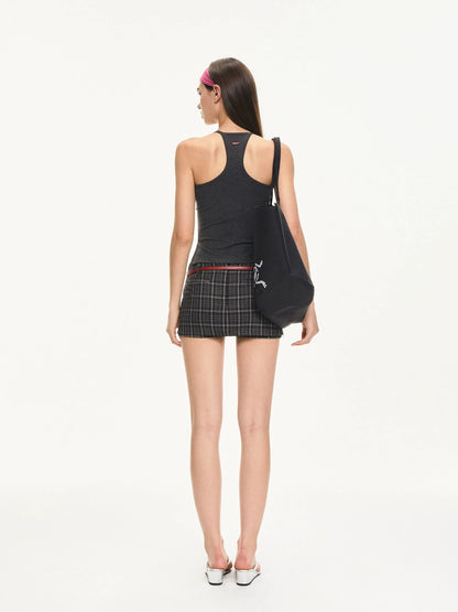 KVKV Yoga Clothing Brand - Retro American Plaid Side Slit Skort