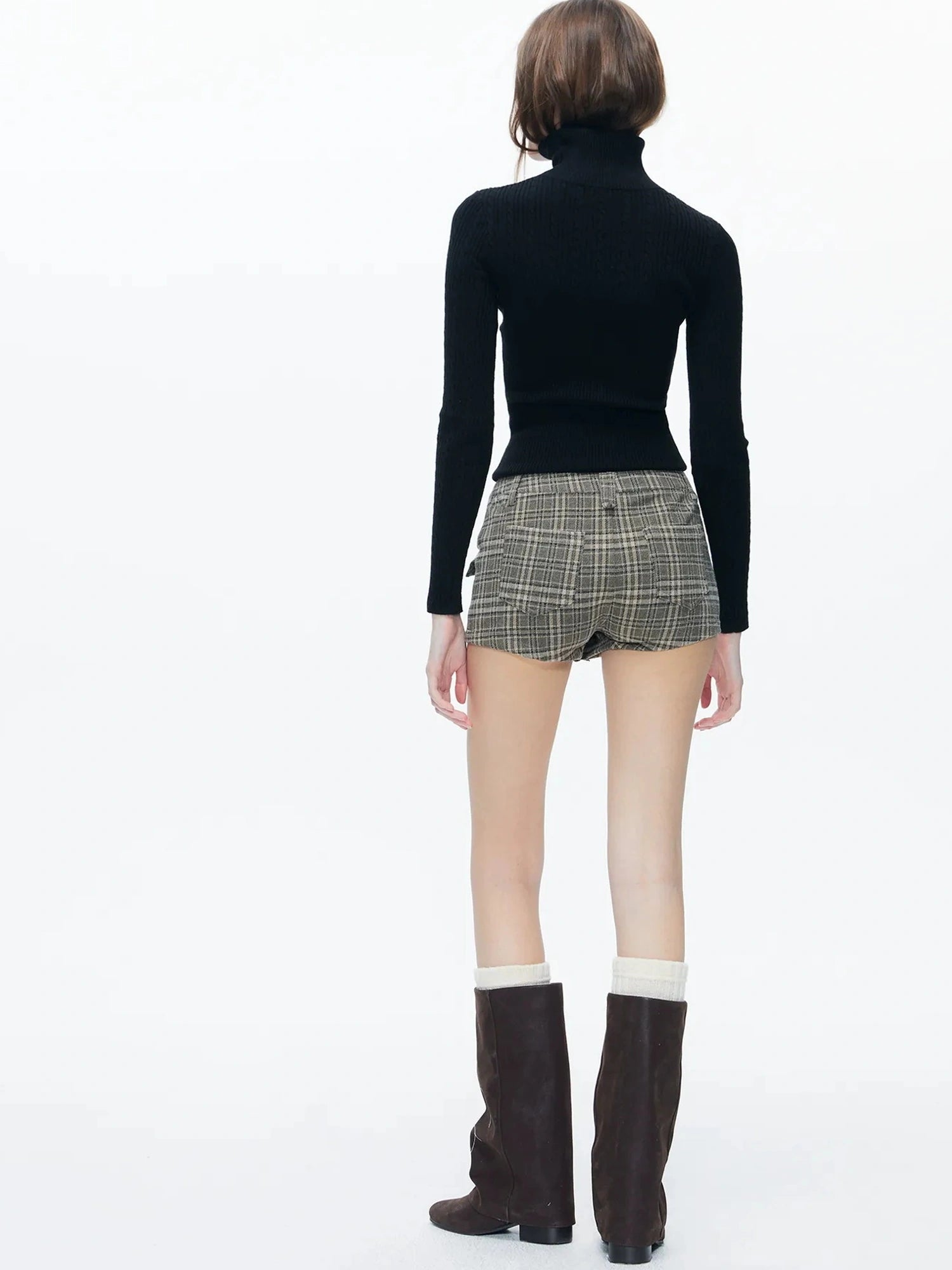 kvkv Retro Checkered Zip Front Skort Shorts