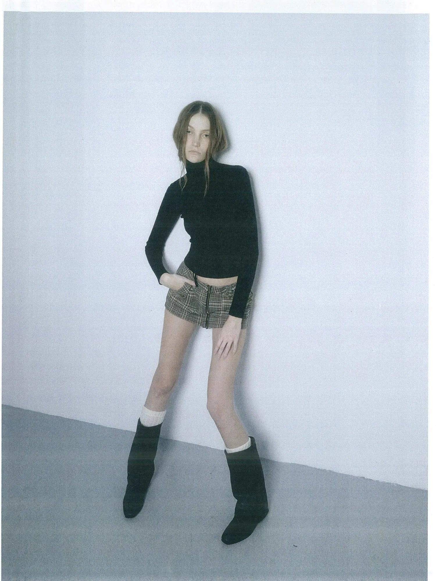kvkv Retro Checkered Zip Front Skort Shorts