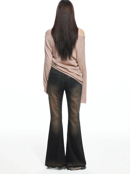 kvkv Retro Floral Embroidered Distressed Knit Sweater