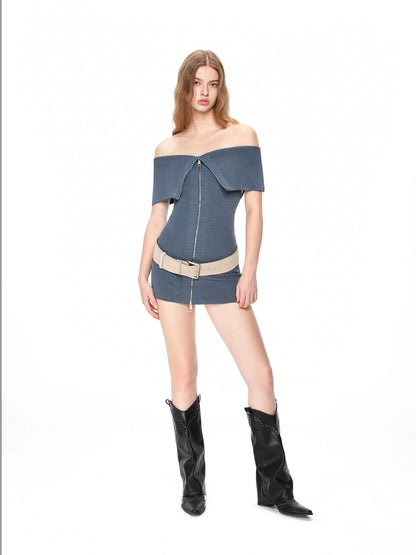 kvkv Retro Knit Zip Up Crop Top