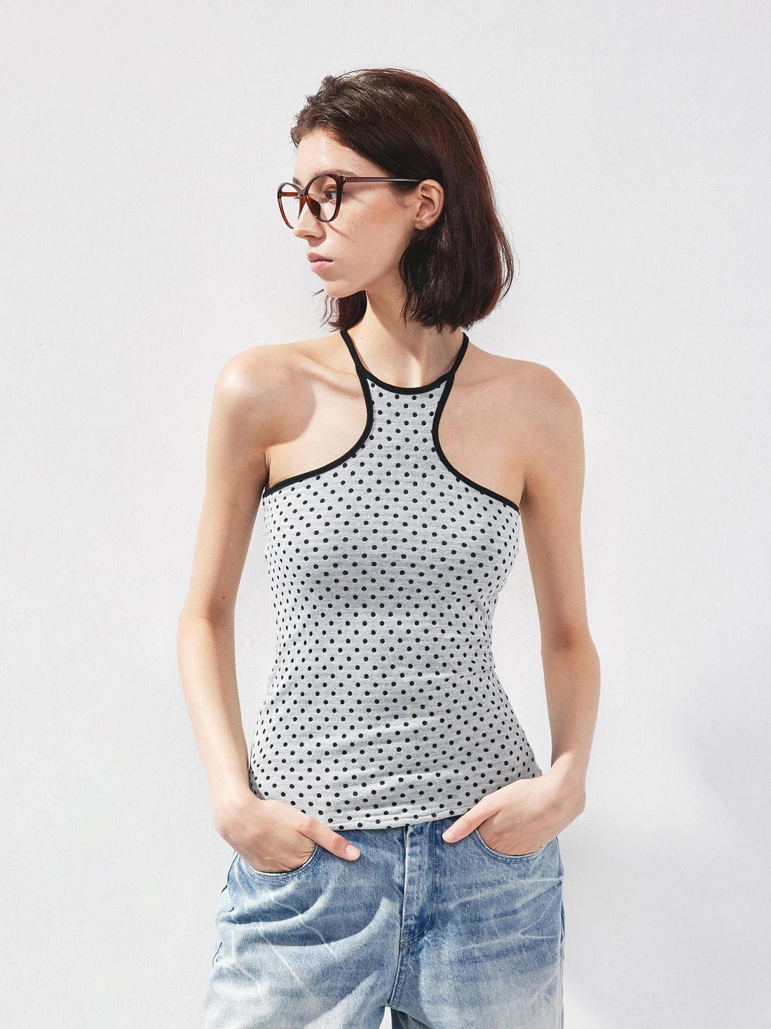 kvkv Retro Polka Dot Stripe Reversible Slim Fit Camisole