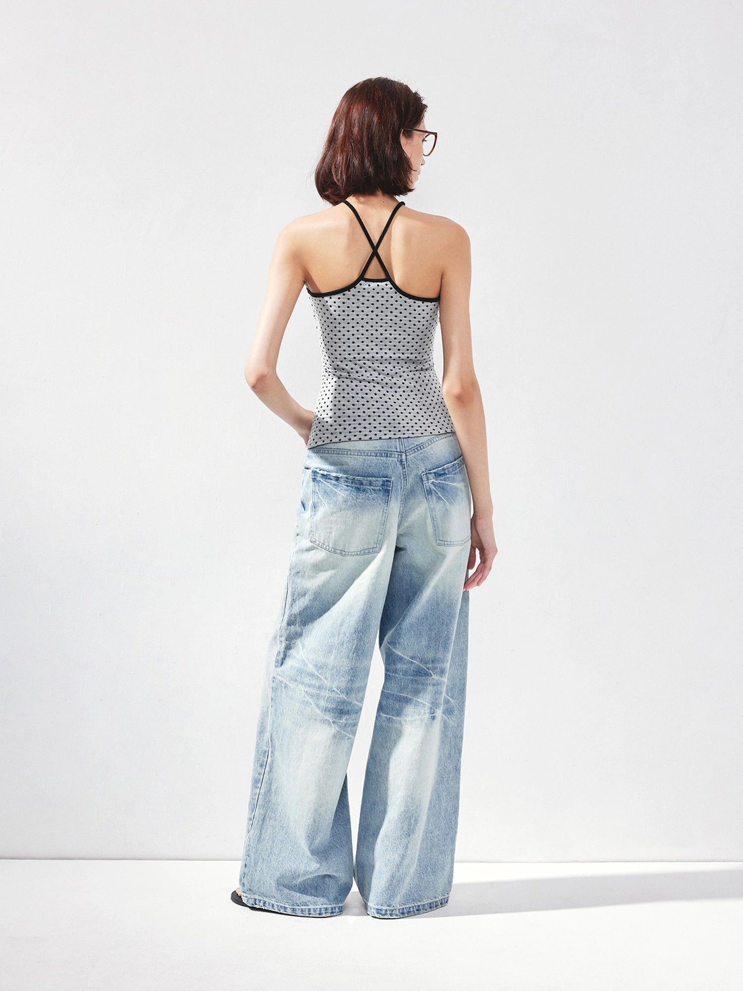 kvkv Retro Polka Dot Stripe Reversible Slim Fit Camisole