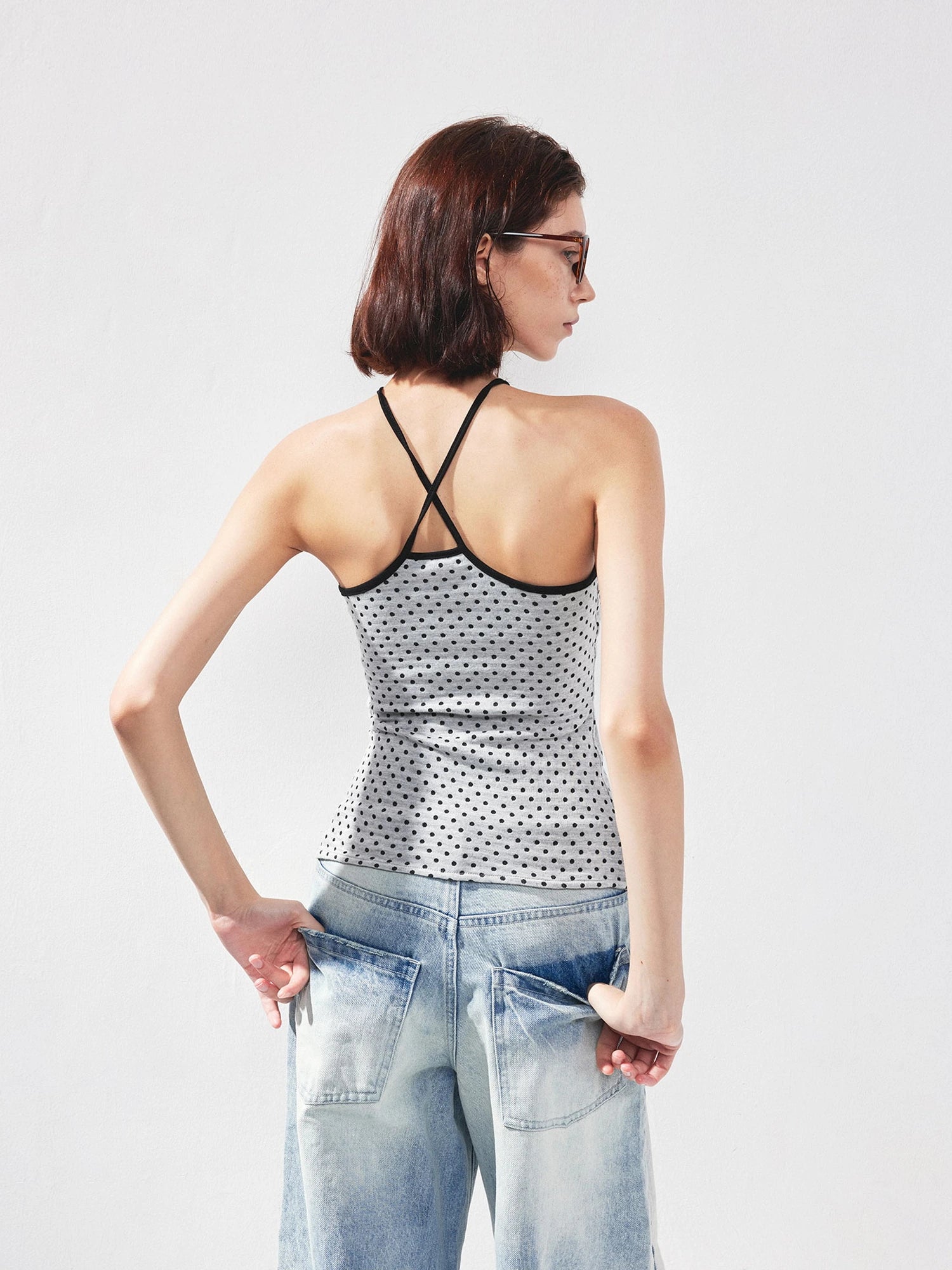 kvkv Retro Polka Dot Stripe Reversible Slim Fit Camisole