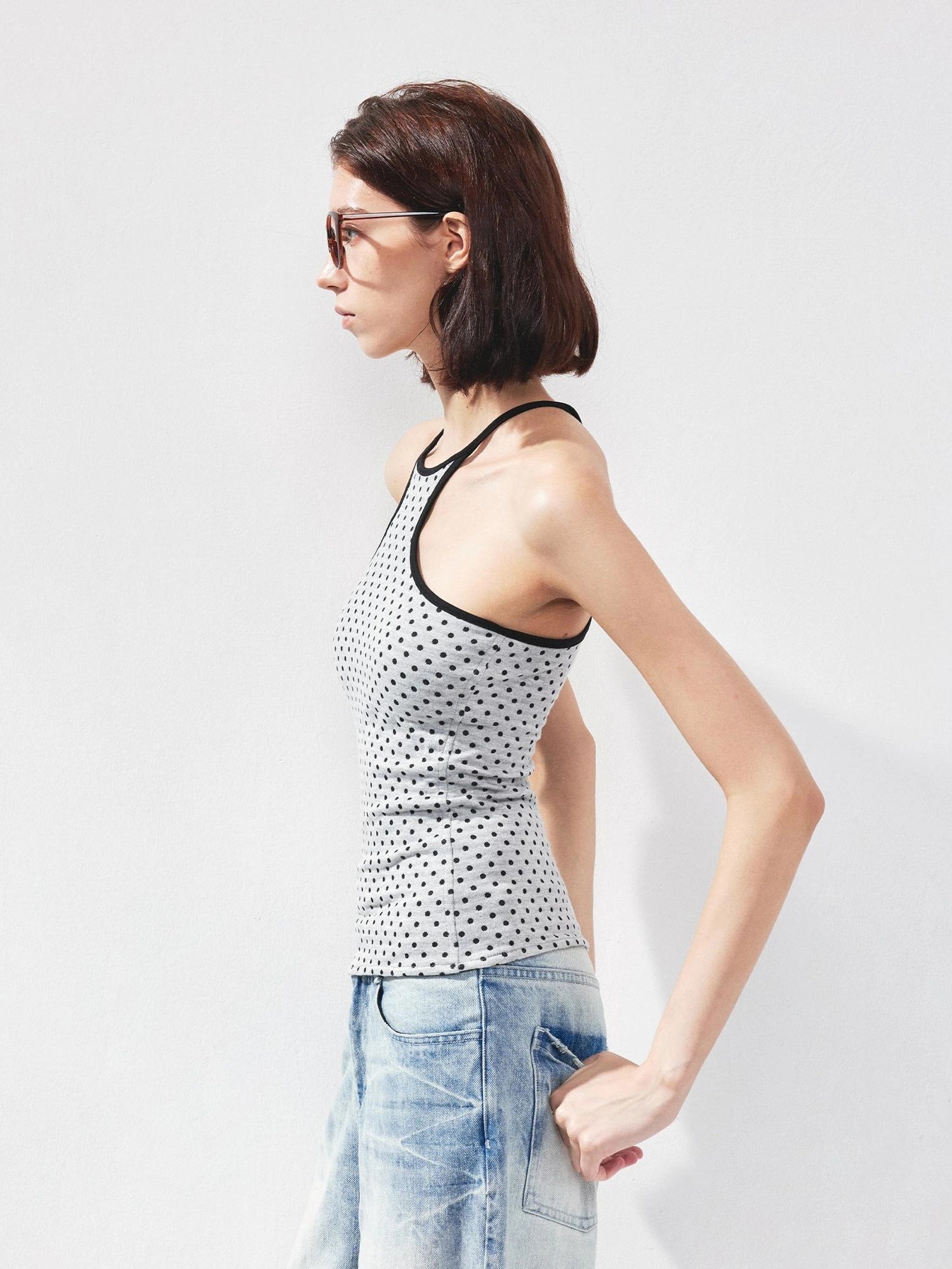 kvkv Retro Polka Dot Stripe Reversible Slim Fit Camisole