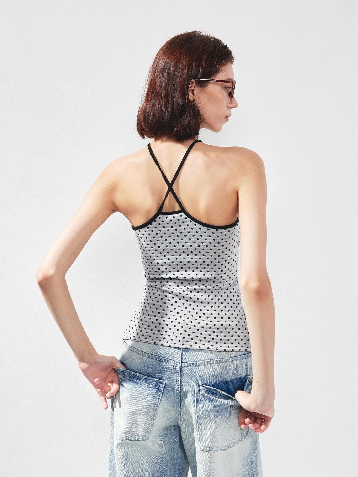 kvkv Retro Polka Dot Stripe Reversible Slim Fit Camisole