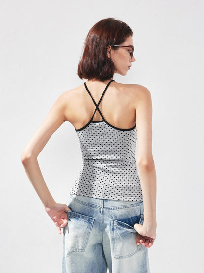 kvkv Retro Polka Dot Stripe Reversible Slim Fit Camisole