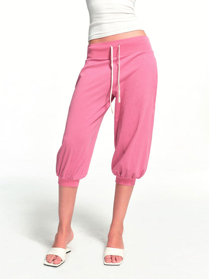 kvkv Retro Rose Red Washed Striped Drawstring Loose Women&