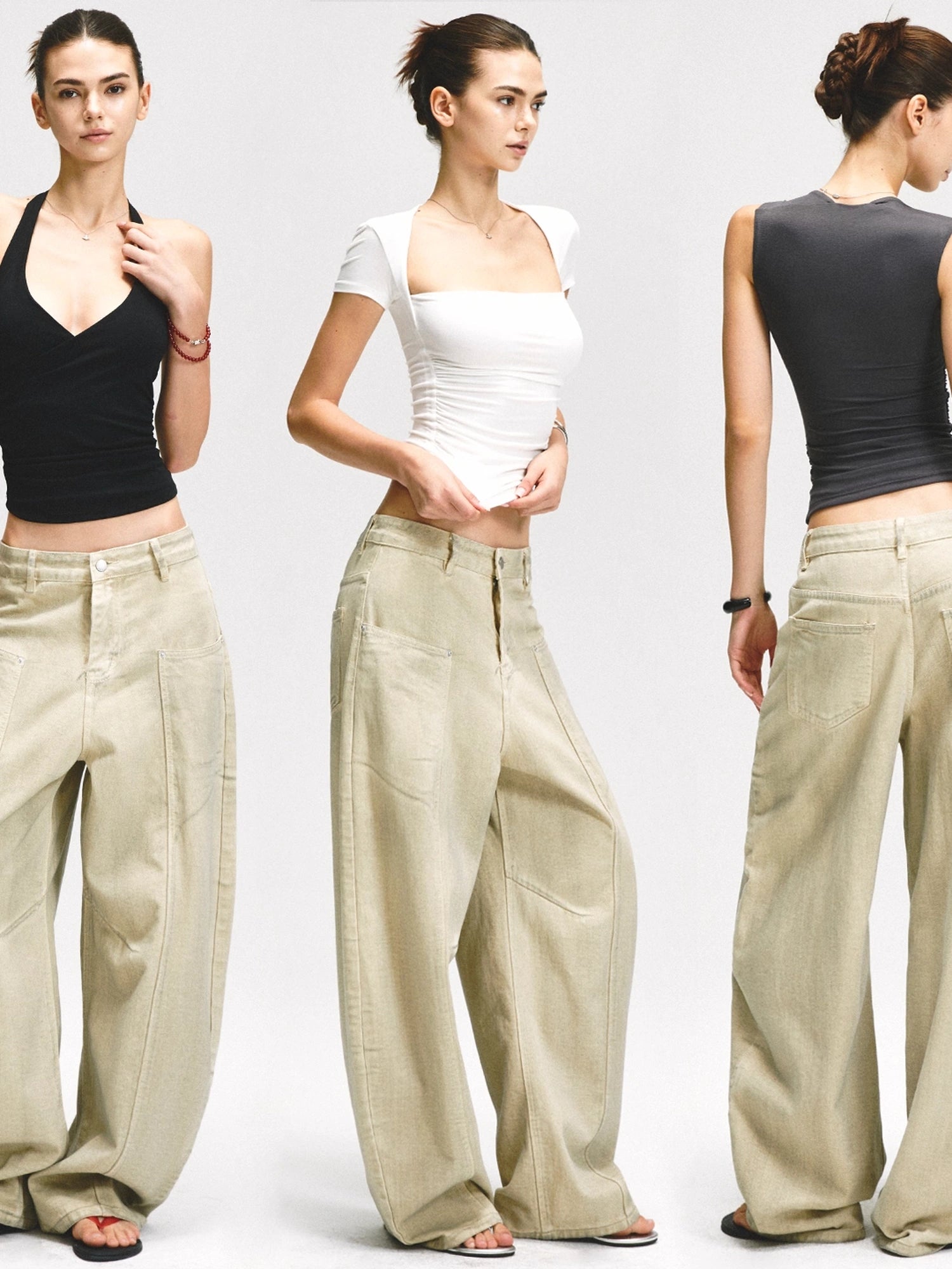 kvkv_Retro_Washed_Khaki_Distressed_Structural_Arc_Carved_Cargo_Pants_MISSTT