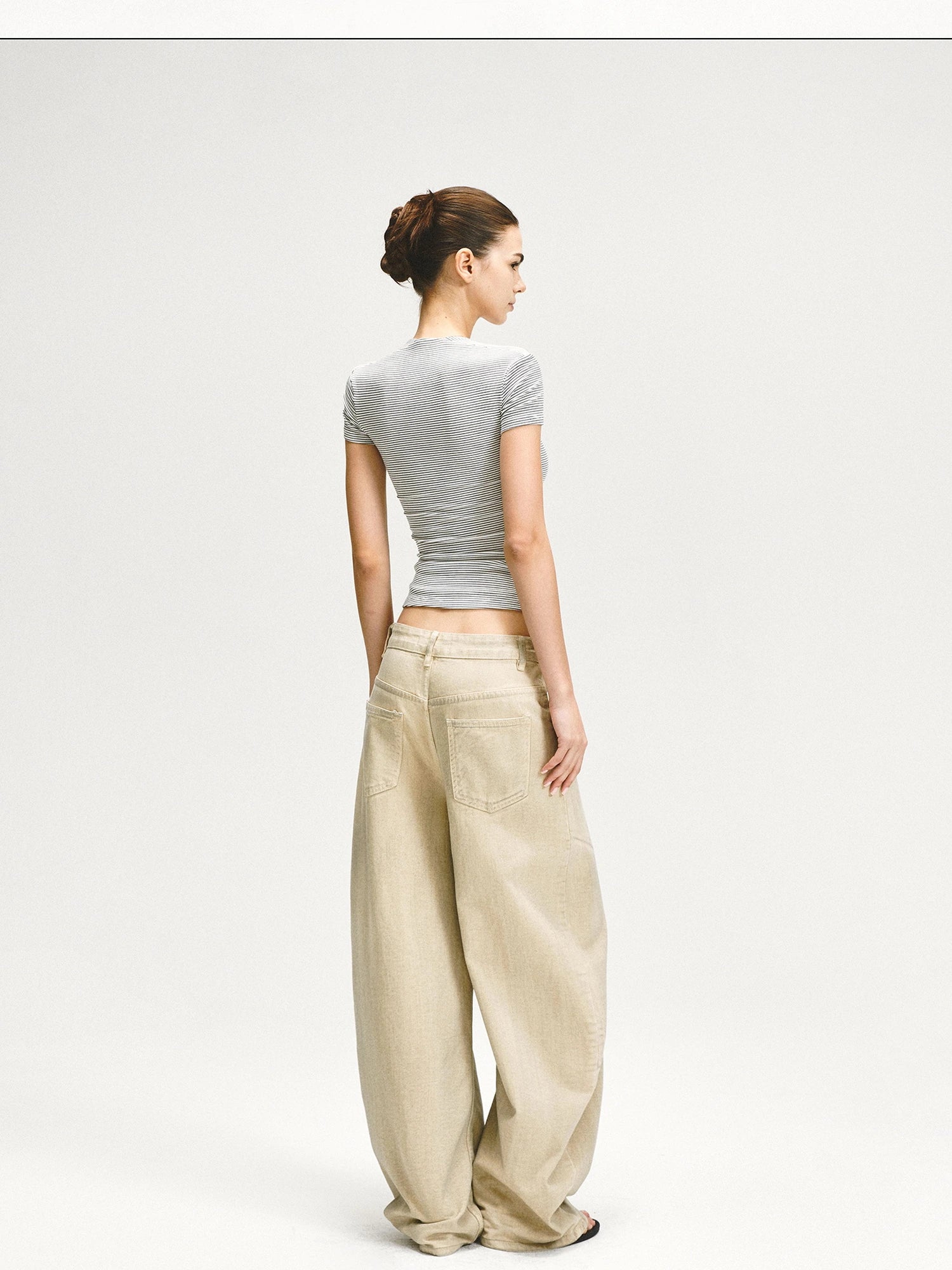 kvkv Retro Washed Khaki Distressed Structural Arc Carved Cargo Pants