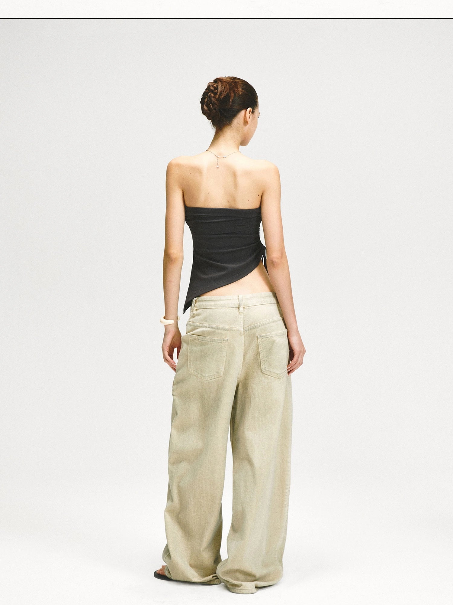 kvkv Retro Washed Khaki Distressed Structural Arc Carved Cargo Pants