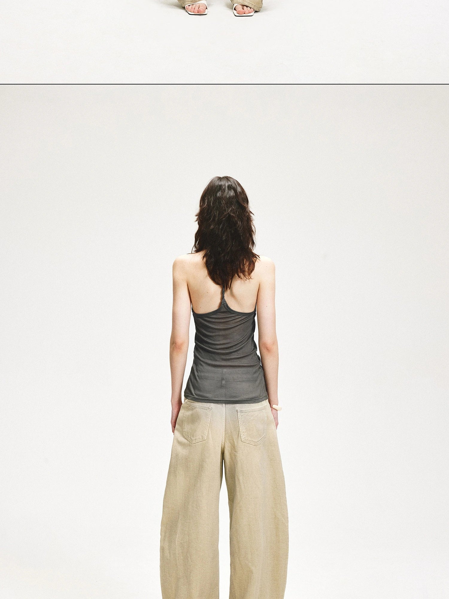 kvkv Retro Washed Khaki Distressed Structural Arc Carved Cargo Pants