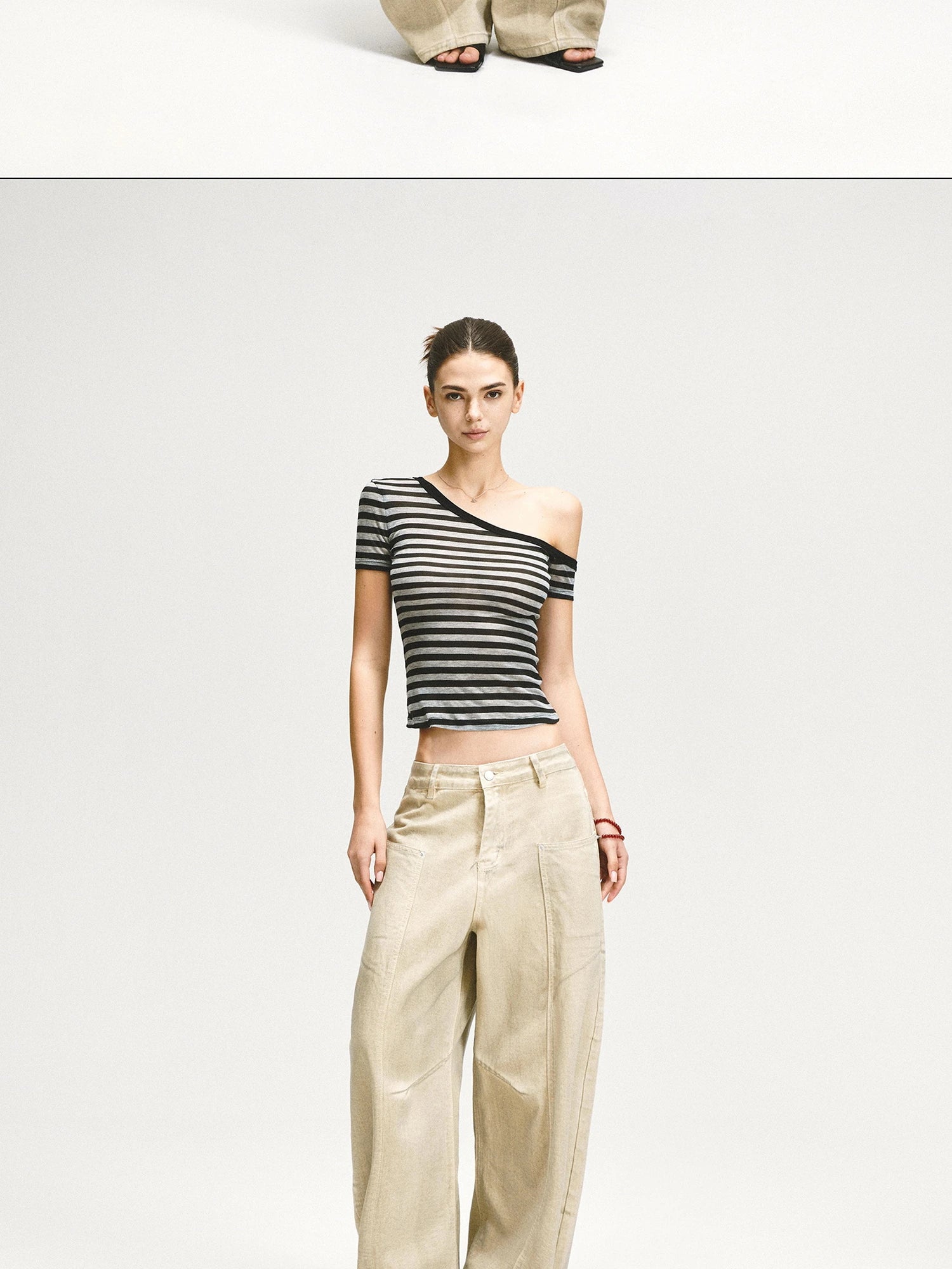 kvkv Retro Washed Khaki Distressed Structural Arc Carved Cargo Pants