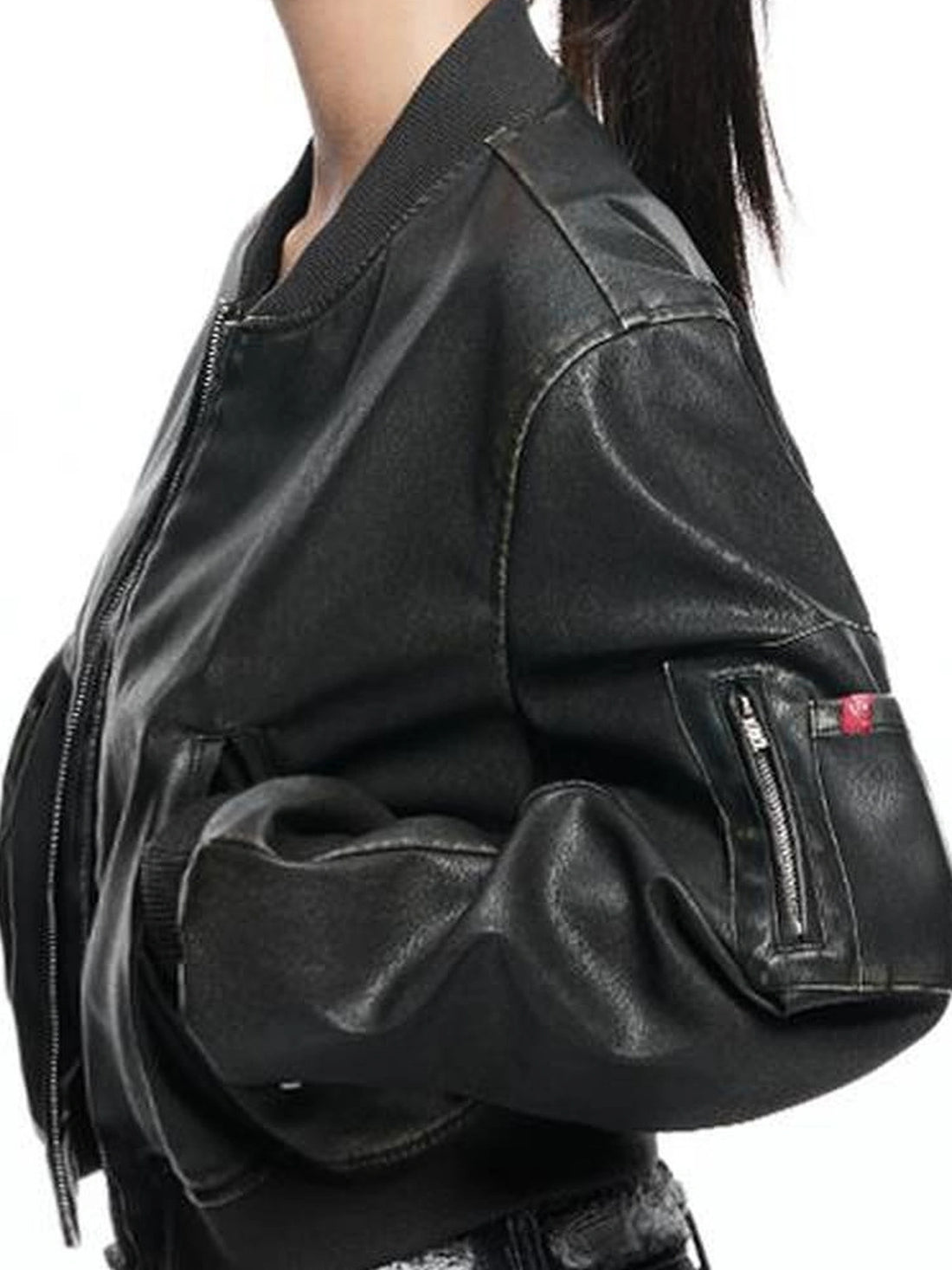 kvkv Retro Washed Leather Biker Jacket