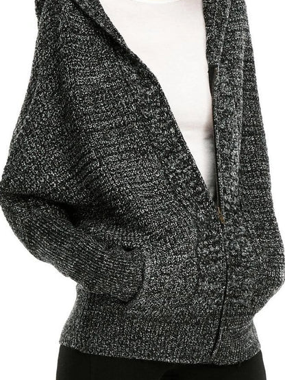 kvkv Retro Zip Hooded Cardigan In Grey Blend