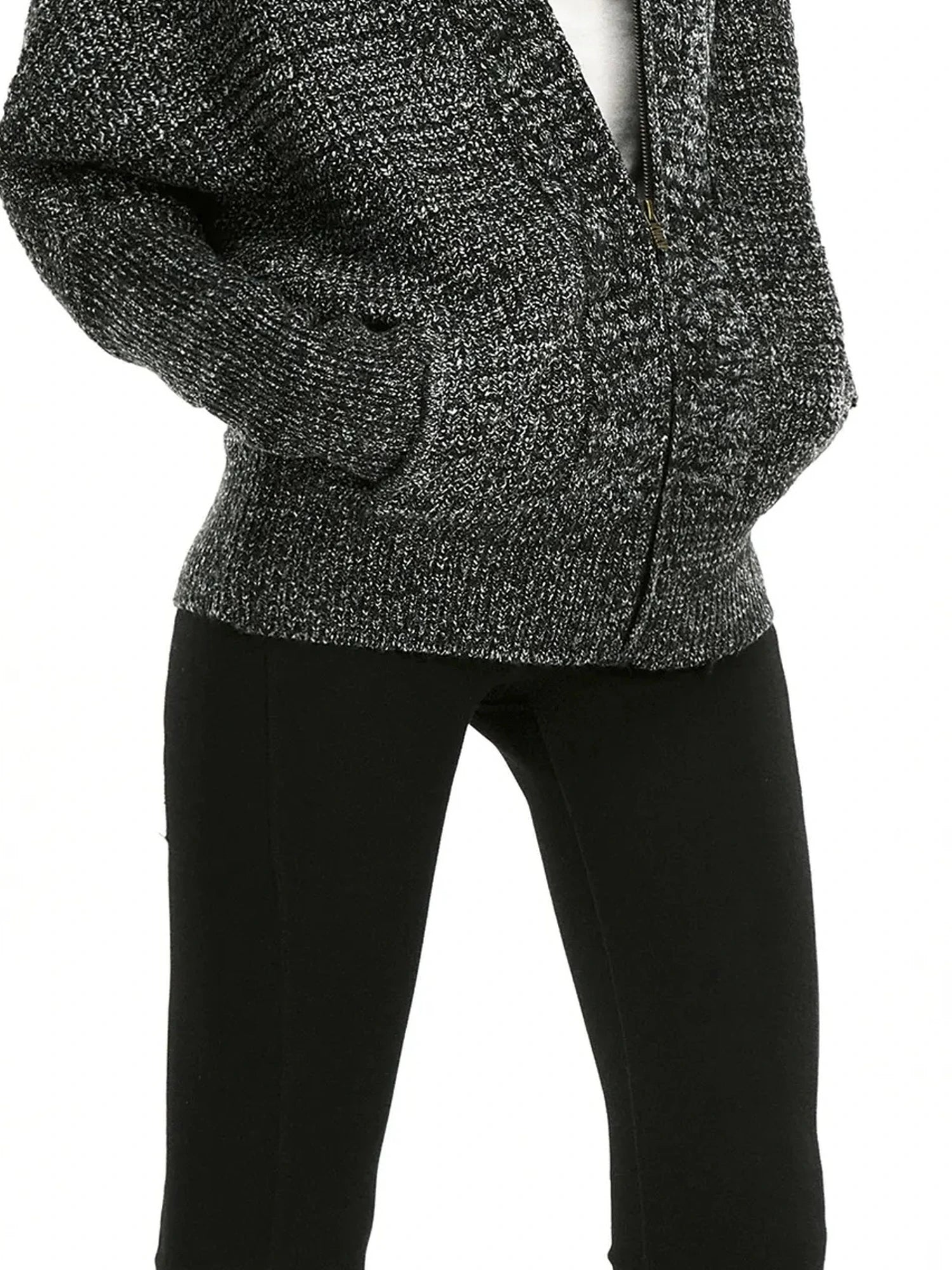 kvkv Retro Zip Hooded Cardigan In Grey Blend