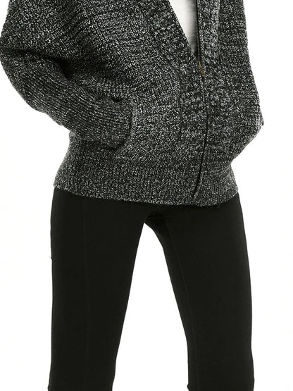kvkv Retro Zip Hooded Cardigan In Grey Blend