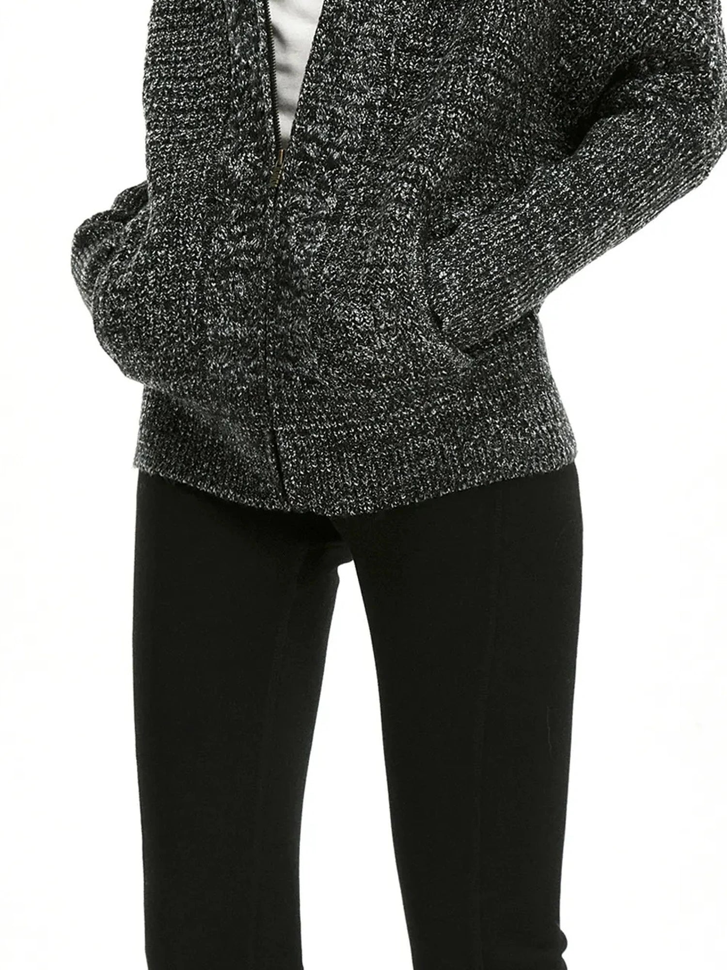 kvkv Retro Zip Hooded Cardigan In Grey Blend