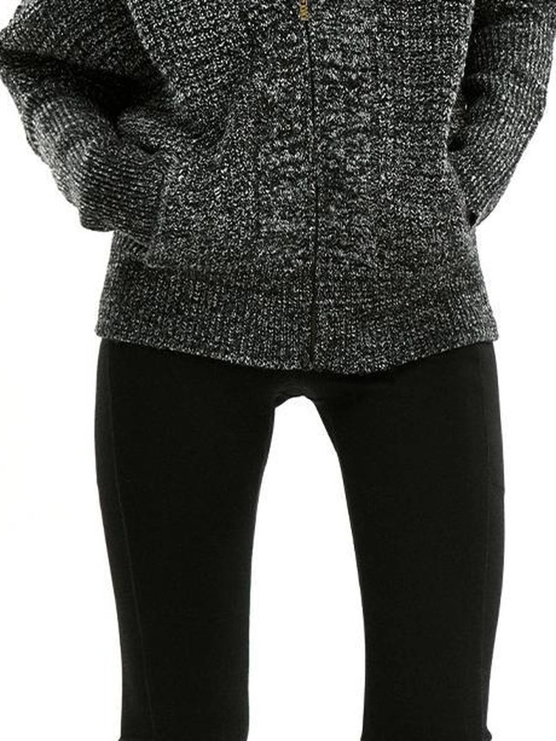 kvkv Retro Zip Hooded Cardigan In Grey Blend