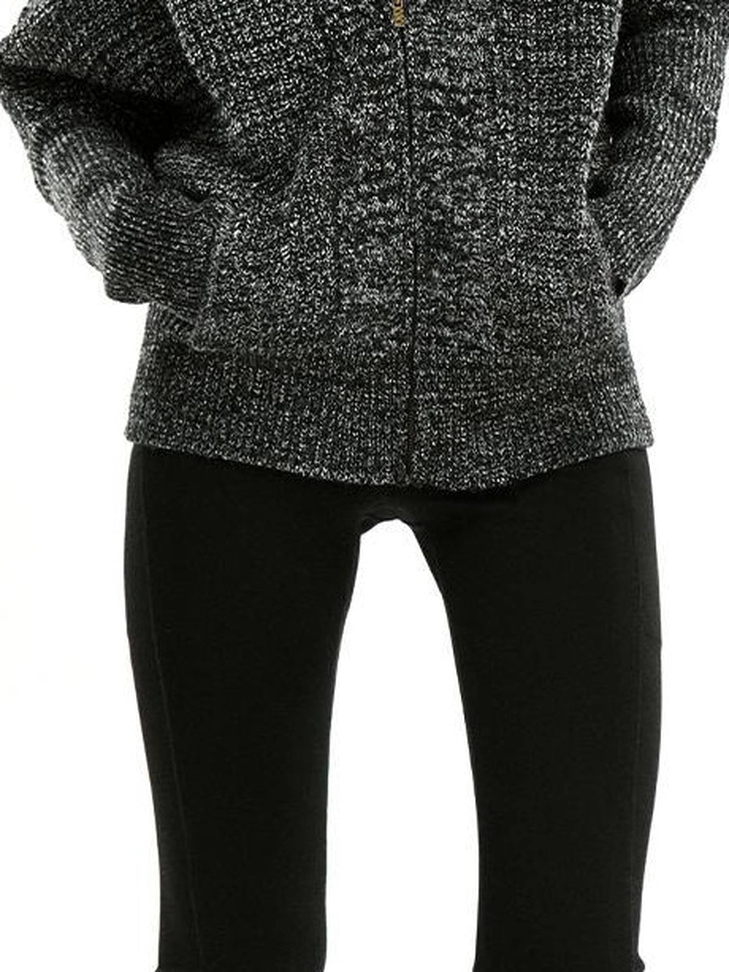 kvkv Retro Zip Hooded Cardigan In Grey Blend