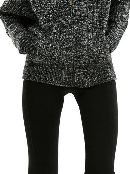 kvkv Retro Zip Hooded Cardigan In Grey Blend