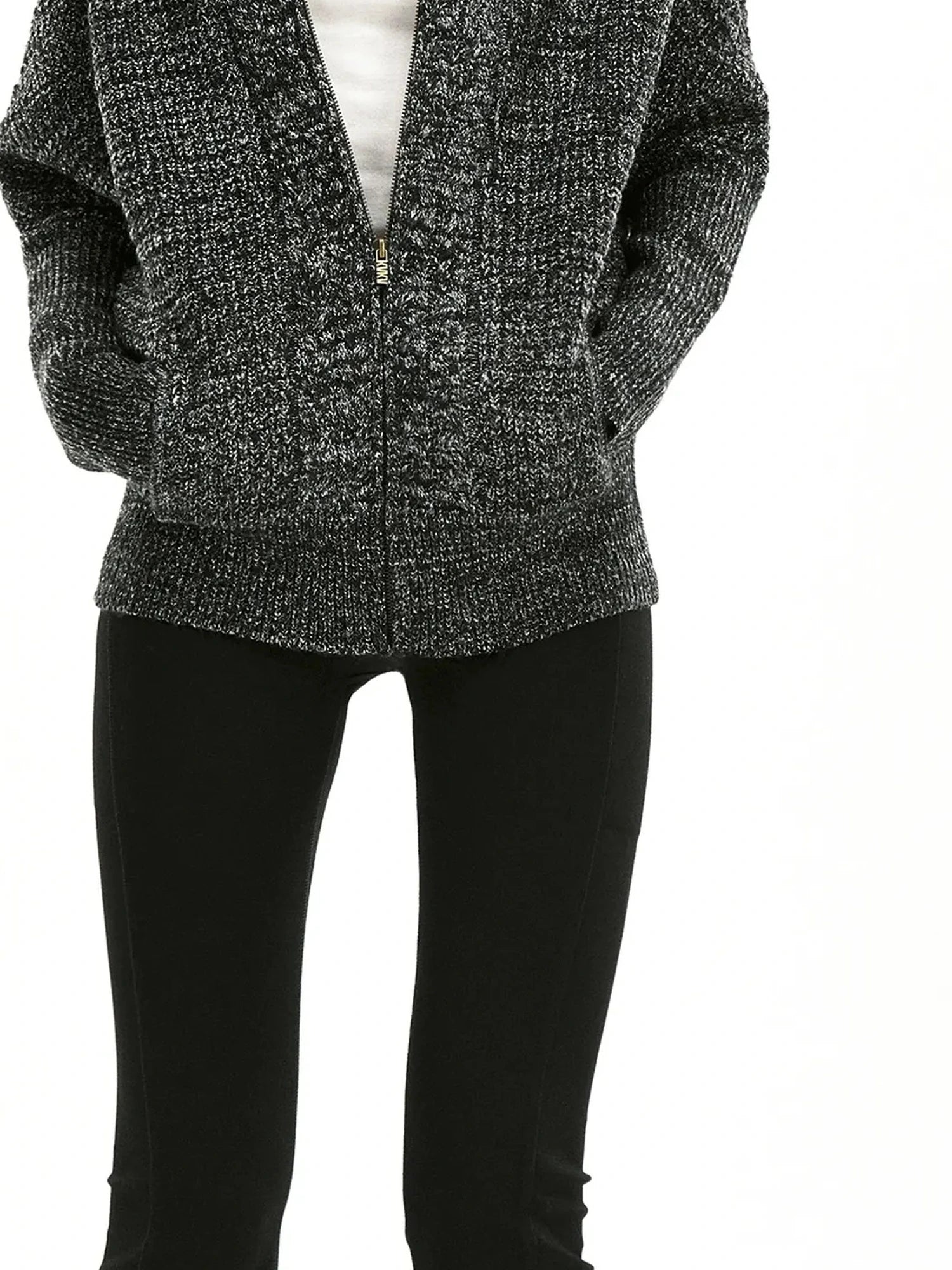 kvkv Retro Zip Hooded Cardigan In Grey Blend