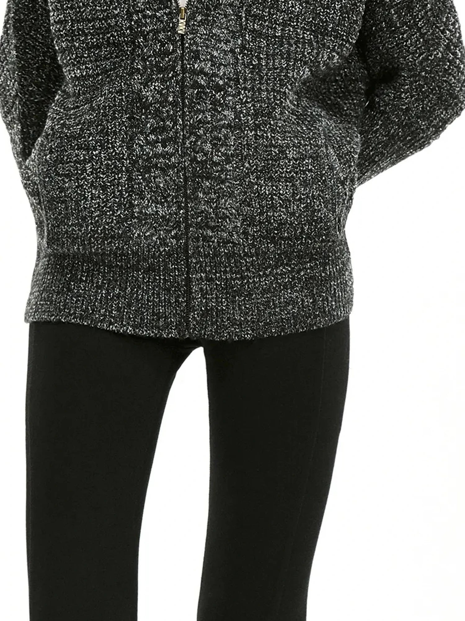 kvkv Retro Zip Hooded Cardigan In Grey Blend