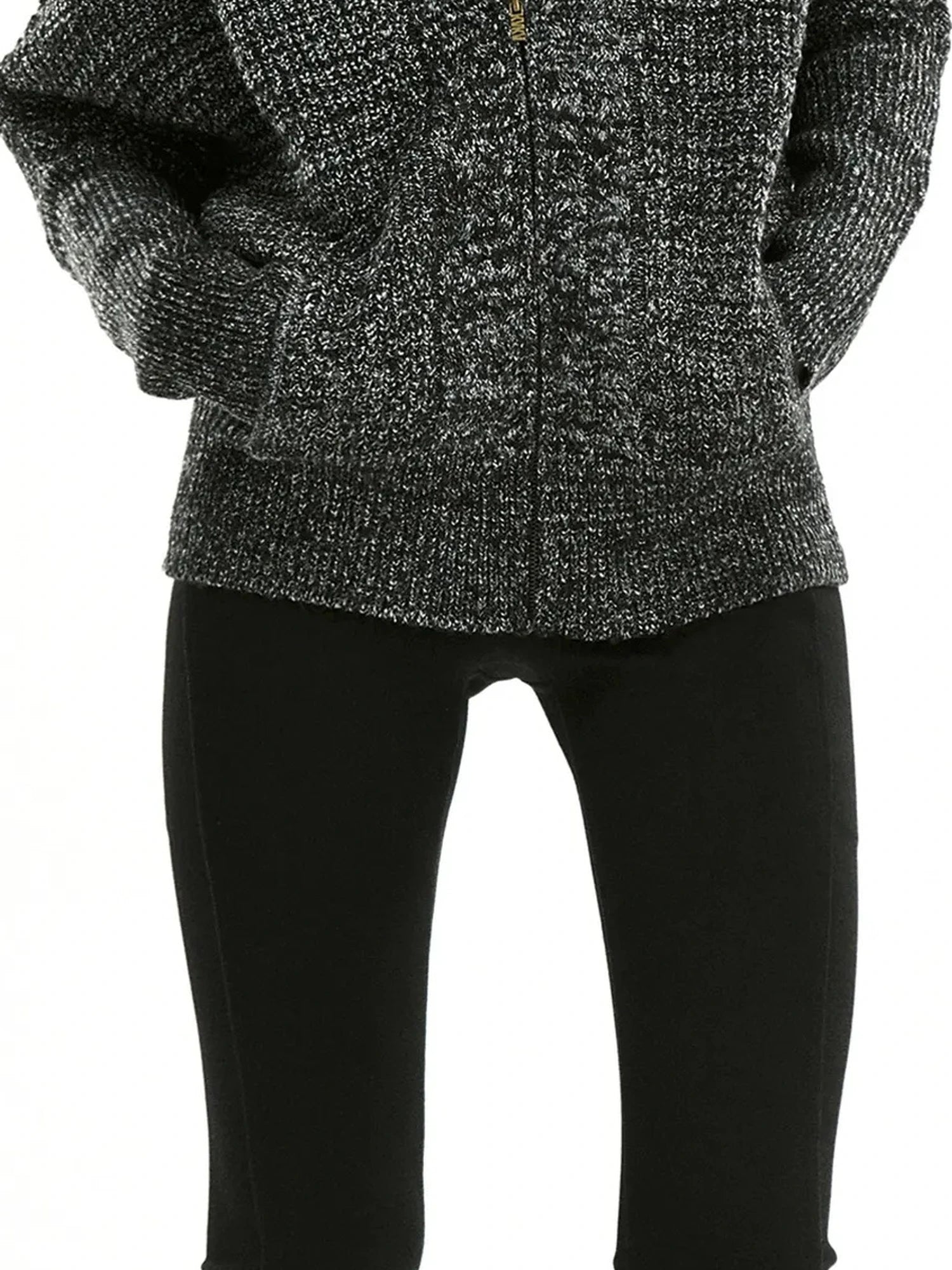 kvkv Retro Zip Hooded Cardigan In Grey Blend